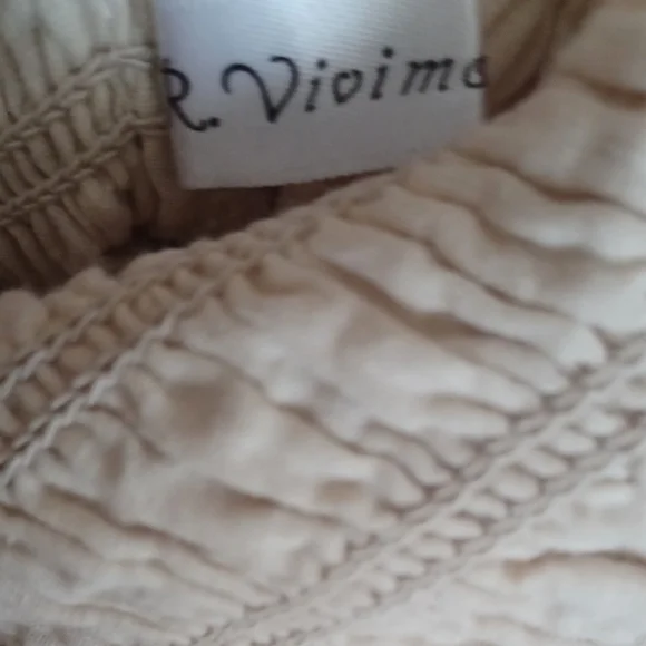 Smocked Cream Maxi Dress with Puff Sleeves - Picture 12 of 13